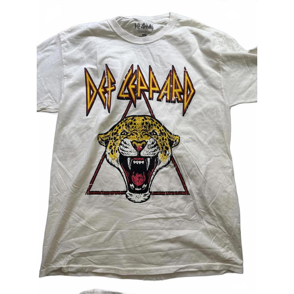 Def Leppard White Graphic Band T-Shirt Size Large